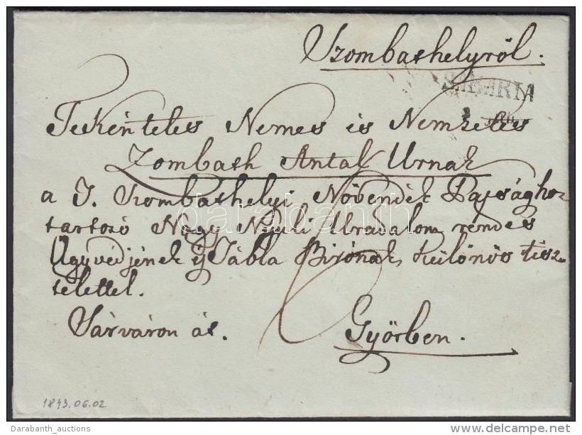 1843 Port&oacute;s Lev&eacute;l Tartalommal, Viaszpecs&eacute;ttel / Unpaid Cover With Content 'SABARIA' - GyÅ‘r - Other & Unclassified