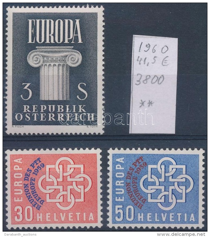 ** Sv&aacute;jc 1959 Eur&oacute;pai PTT-Konferencia Sor Mi 679-680 + Ausztria 1960 Europa CEPT Mi 1081 - Other & Unclassified