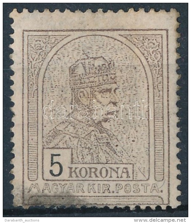 1909 Turul 5K (27.000) (alul Zs&iacute;ros, Foghib&aacute;s / Stain, Short Perf.) - Other & Unclassified