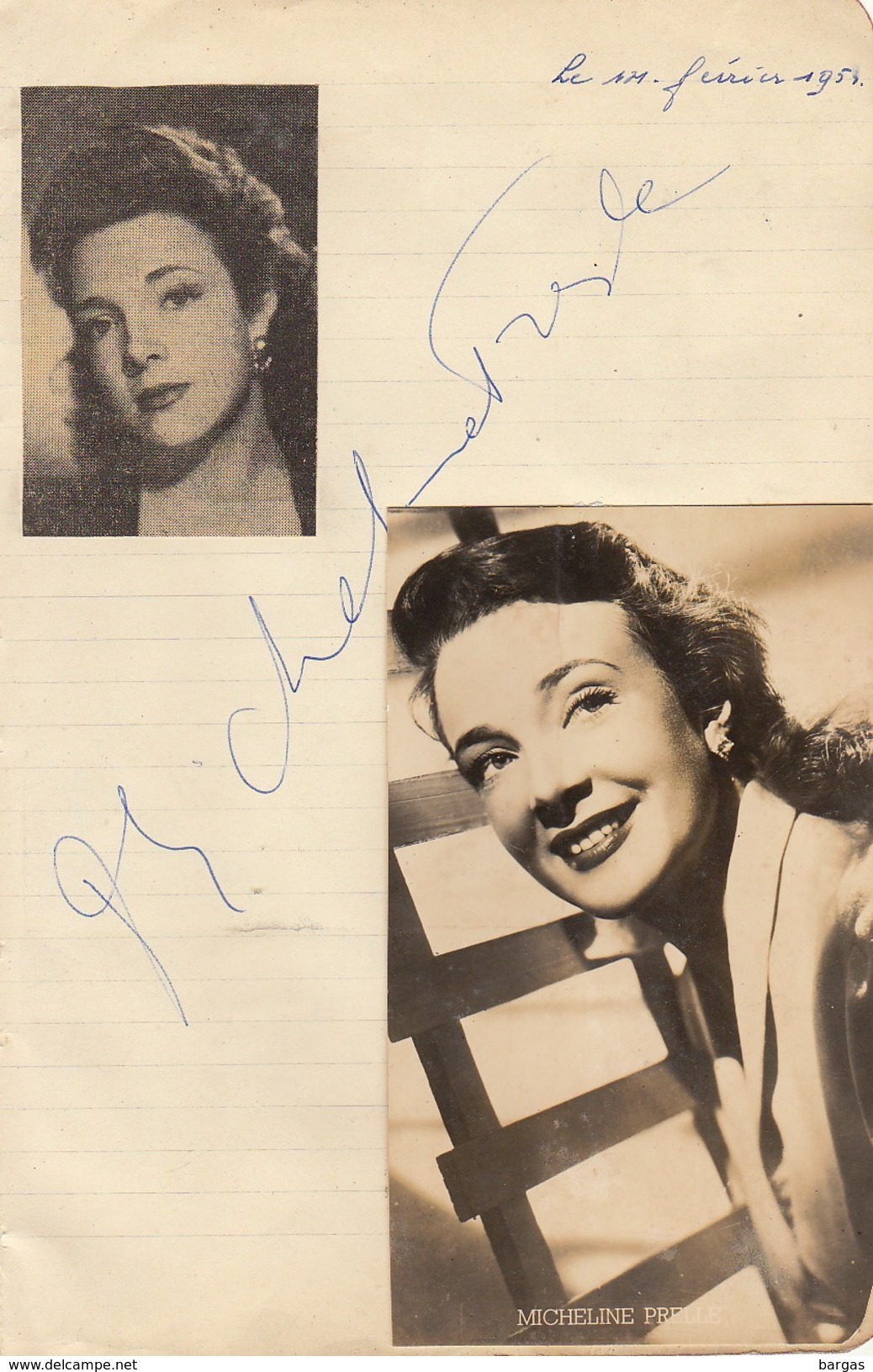 Autographe Carte Photo De Micheline Prelle - Autres & Non Classés