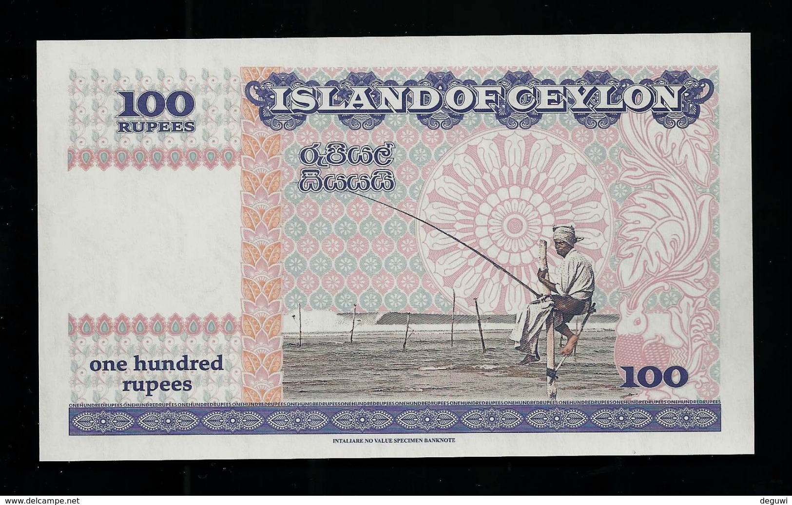 "100 Rupees ISLANDS OF CEYLON", Entwurf, Beids. Druck, RRRR, UNC, Ca. 137 X 82 Mm, Essay, Trial, UV, Wm, Serial No. - Sri Lanka