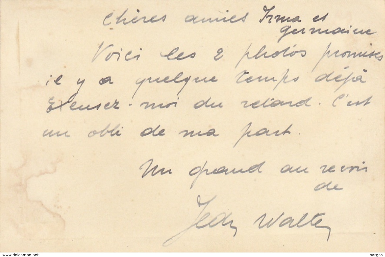 Autographe De Jean Walter - Autres & Non Classés