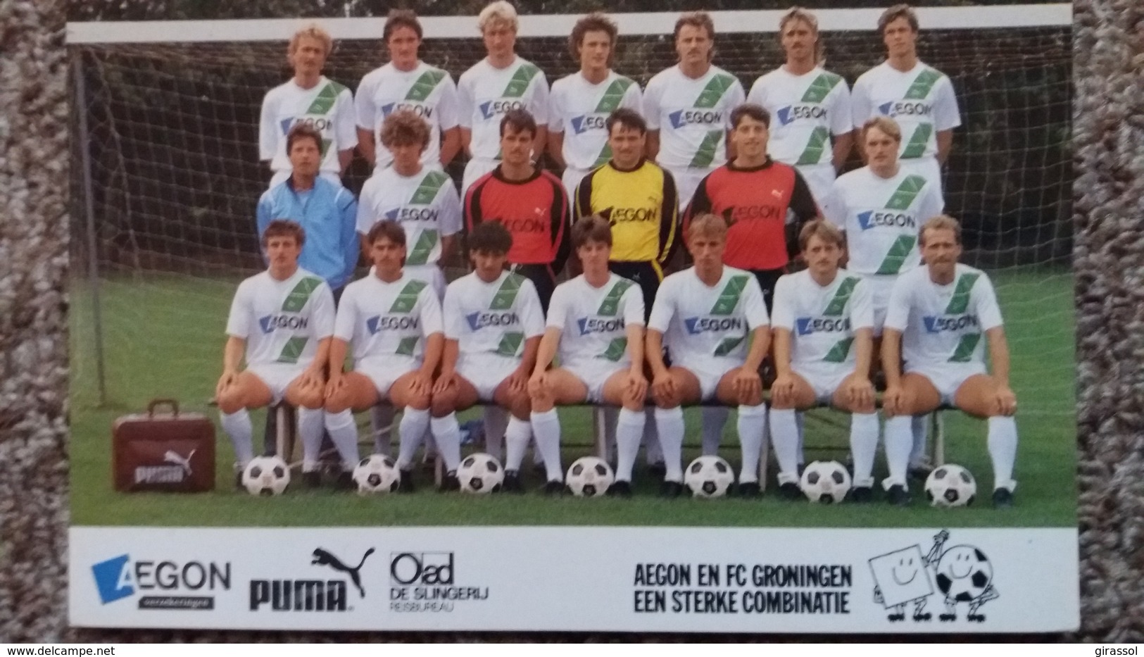 CPSM EQUIPE DE FOOTBALL FC GRONINGEN 1985 1986 DOS SIGNATURES IMPRIMEES DES JOUEURS - Fútbol