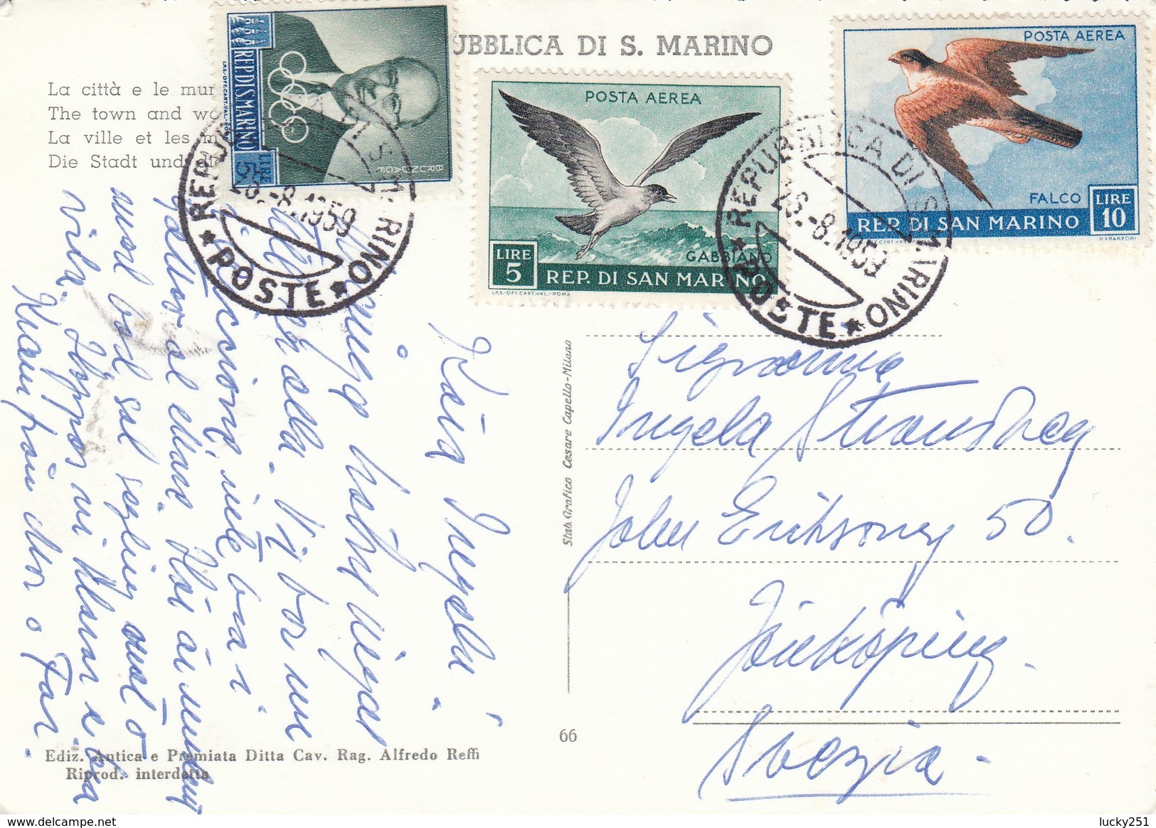 Saint-Marin - Lettre/Oiseaux Divers, Année 1960, Y.T. PA 111/112 - Poste Aérienne