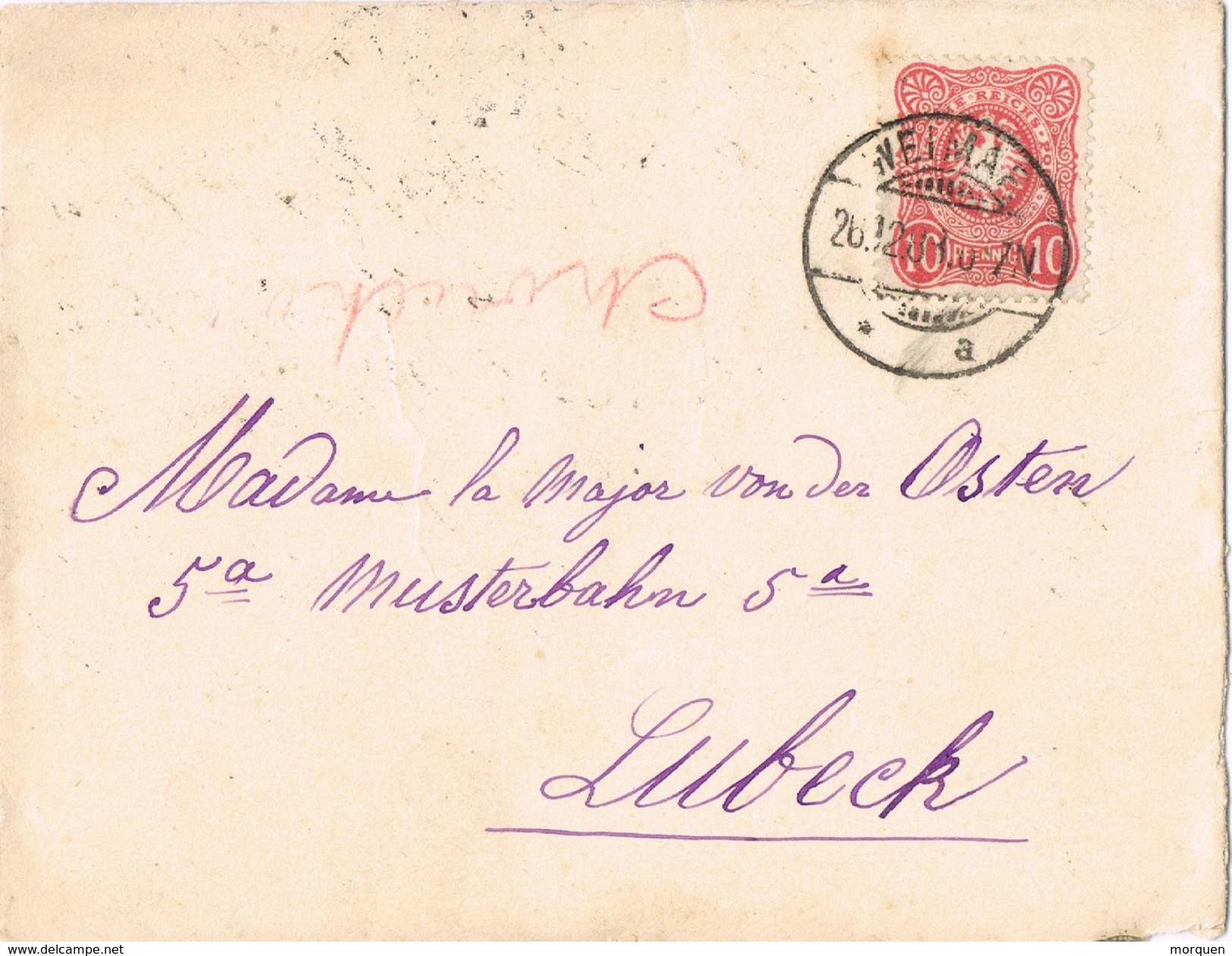22093. Carta WEIMAR (Alemania Reich) 1888 A Lubeck - Briefe U. Dokumente