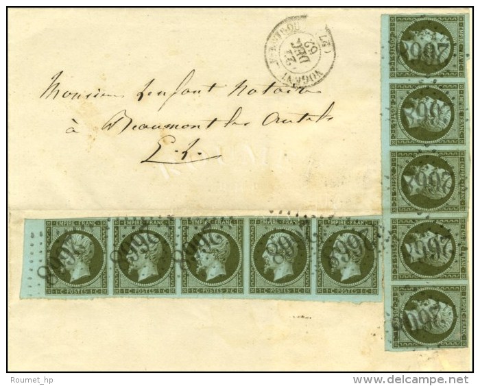 GC 2668 / N&deg; 11 (nuance Exceptionnelle) Bande De 5 (bdf) + Bande De 5 (1 Ex. Petit Def) C&agrave;d T 15... - 1853-1860 Napoleon III