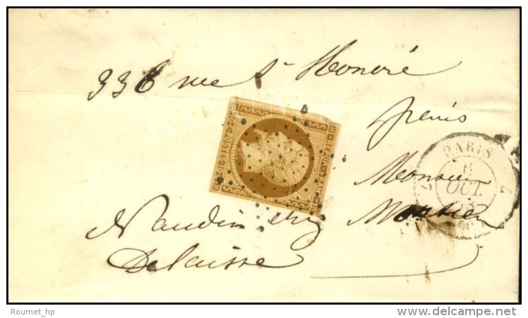 Etoile / N&deg; 9 C&agrave;d 7 PARIS 7 (60) Sur Lettre Avec Texte De Paris Pour Paris. 1853. - TB. - R. - 1852 Louis-Napoleon