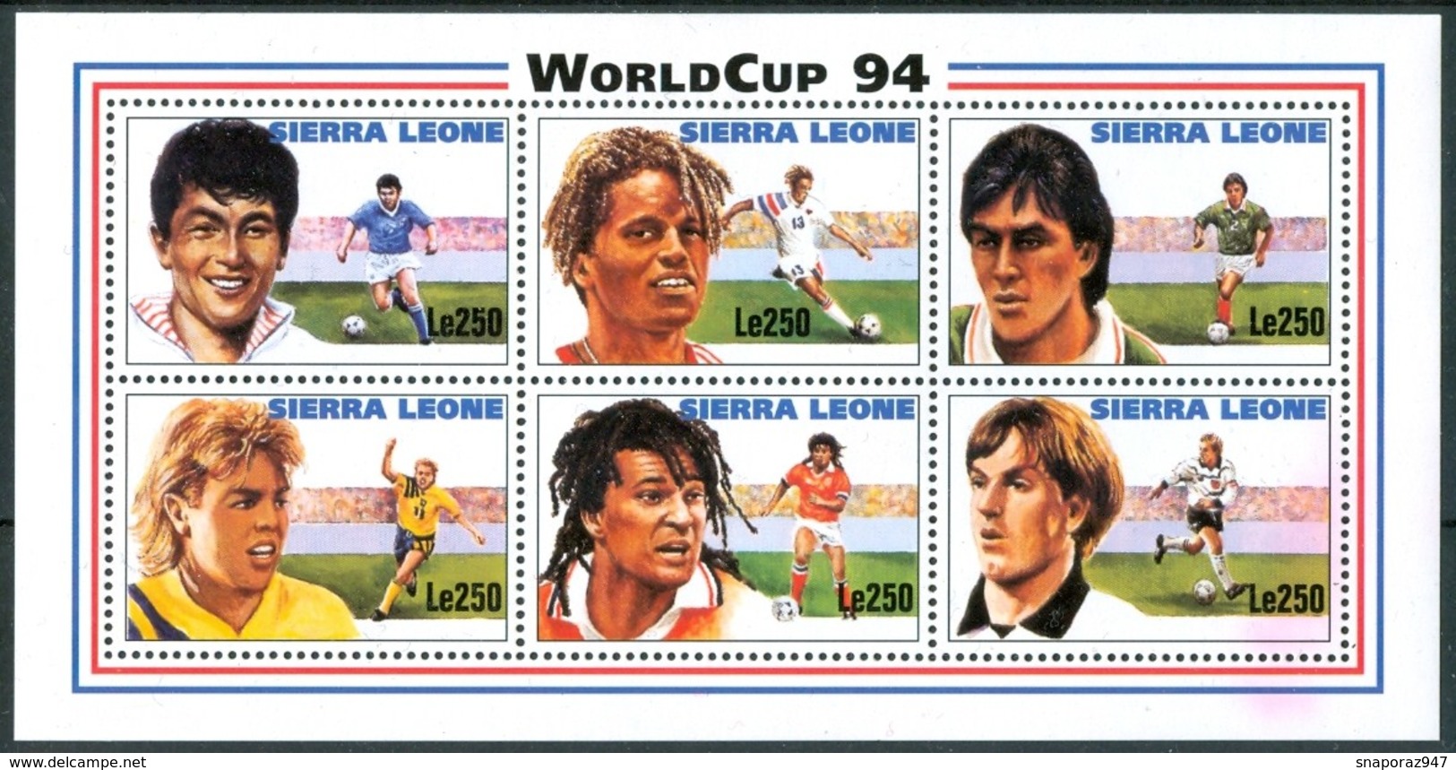 1994 Sierra Leone "Etats Unis" Coppa Del Mondo World Cup Calcio Football Block MNH** RR75 - 1994 – Stati Uniti