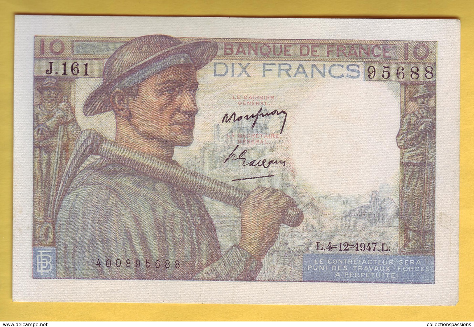 BILLET FRANCAIS - 10 Francs Mineur 4.12.1947 SUP - 10 F 1941-1949 ''Mineur''