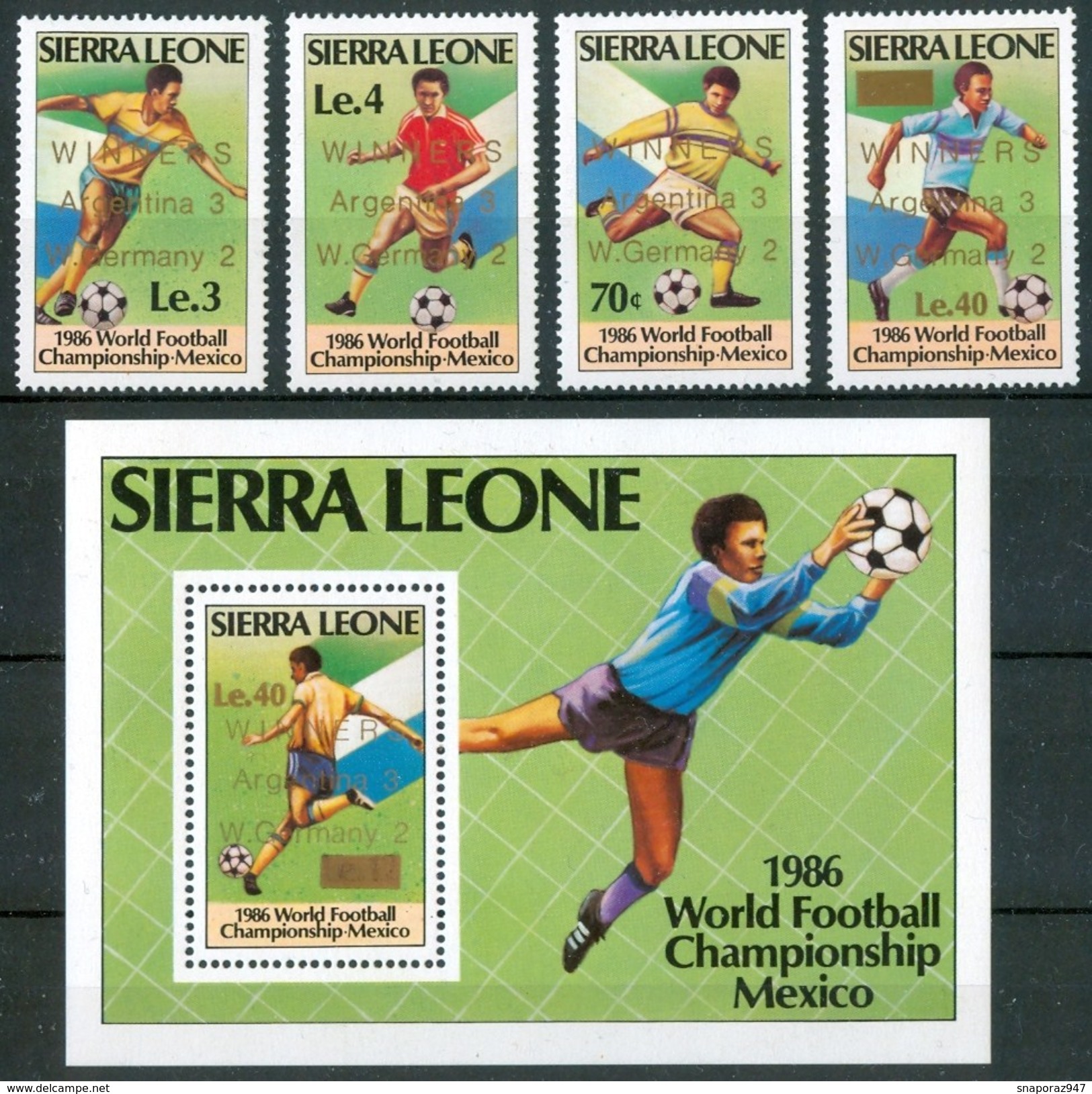 1986 Sierra Leone "Mexico 86" Coppa Del Mondo World Cup Calcio Football Set + Block MNH** RR76 - 1986 – Messico