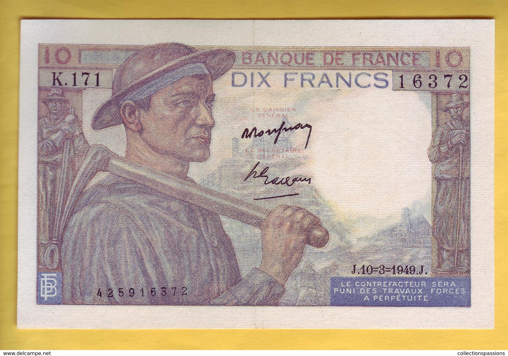 BILLET FRANCAIS - 10 Francs Mineur 10.3.1949 SUP - 10 F 1941-1949 ''Mineur''