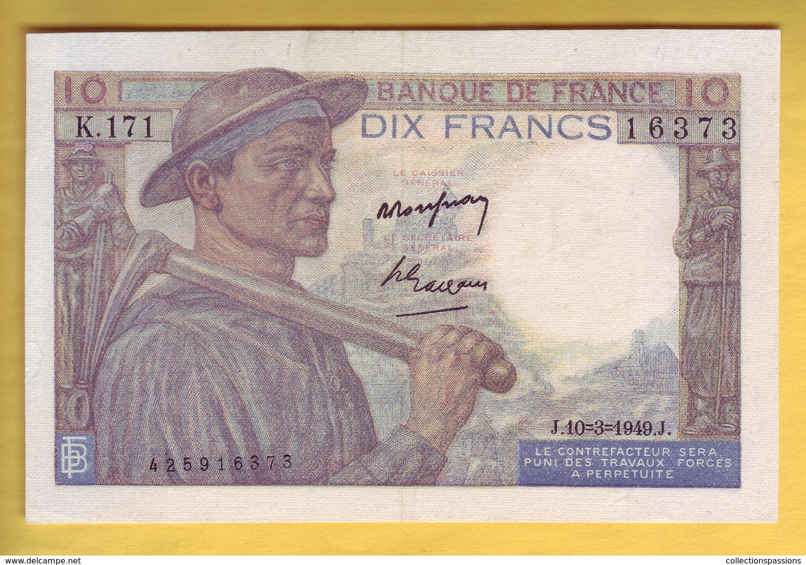 BILLET FRANCAIS - 10 Francs Mineur 10.3.1949 SUP - 10 F 1941-1949 ''Mineur''