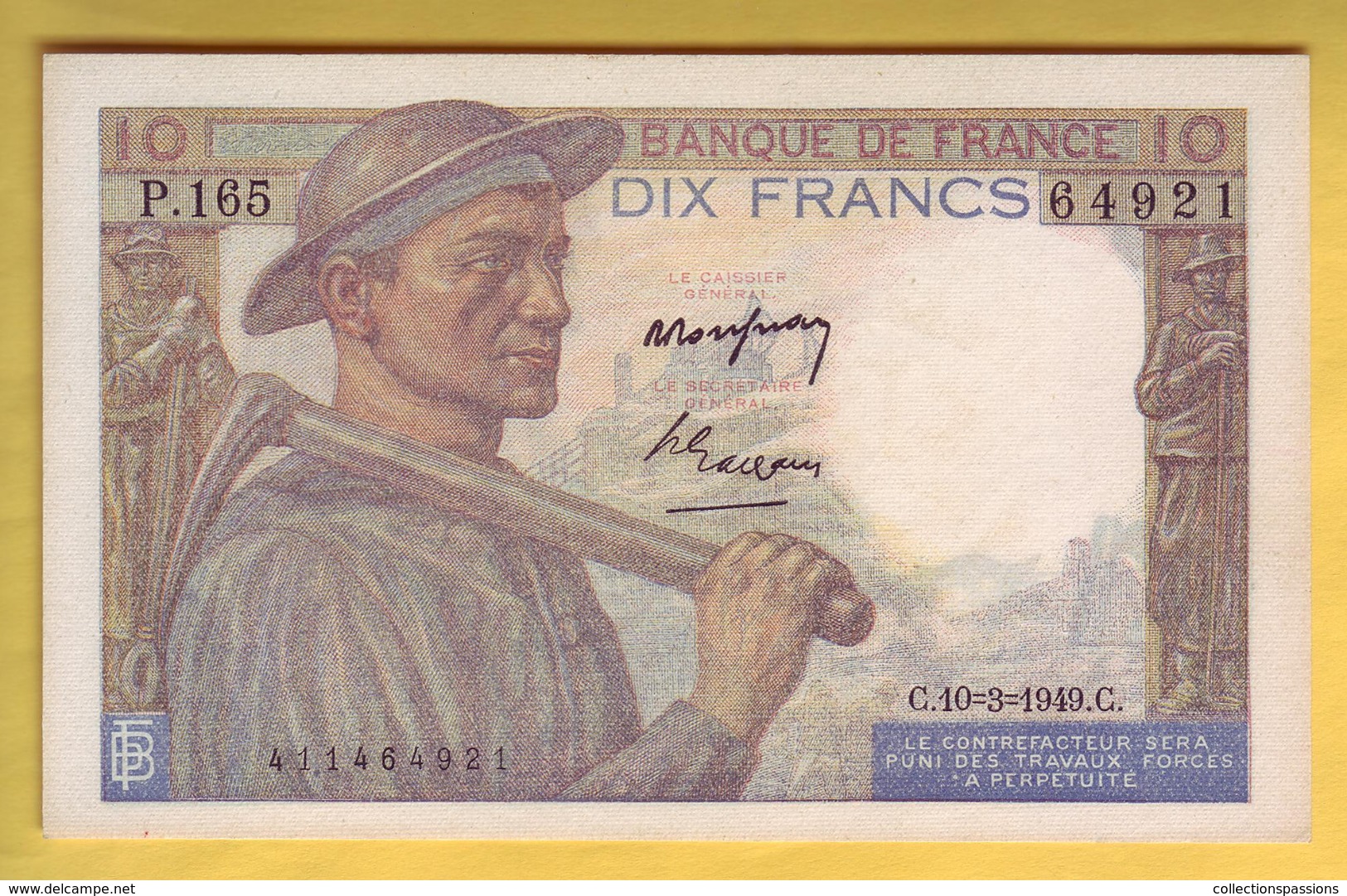 BILLET FRANCAIS - 10 Francs Mineur 10.3.1949 SUP+ - 10 F 1941-1949 ''Mineur''