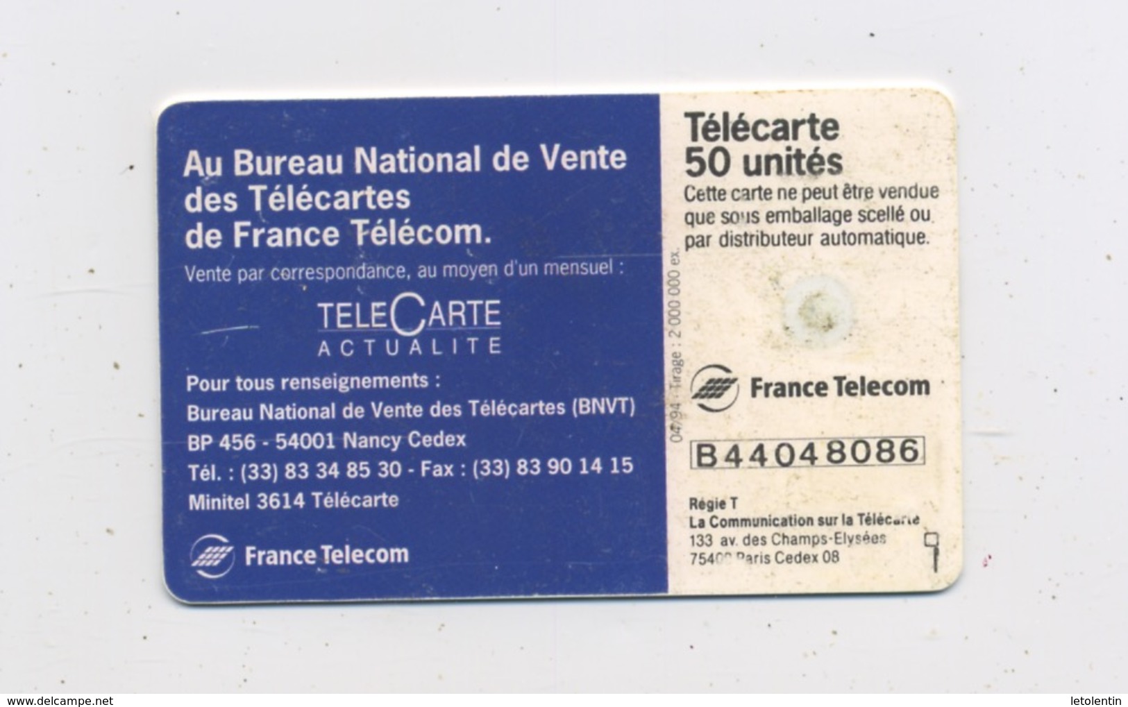 FRANCE -  GRAND CHOIX DE TELECARTES - 50 U - 1994