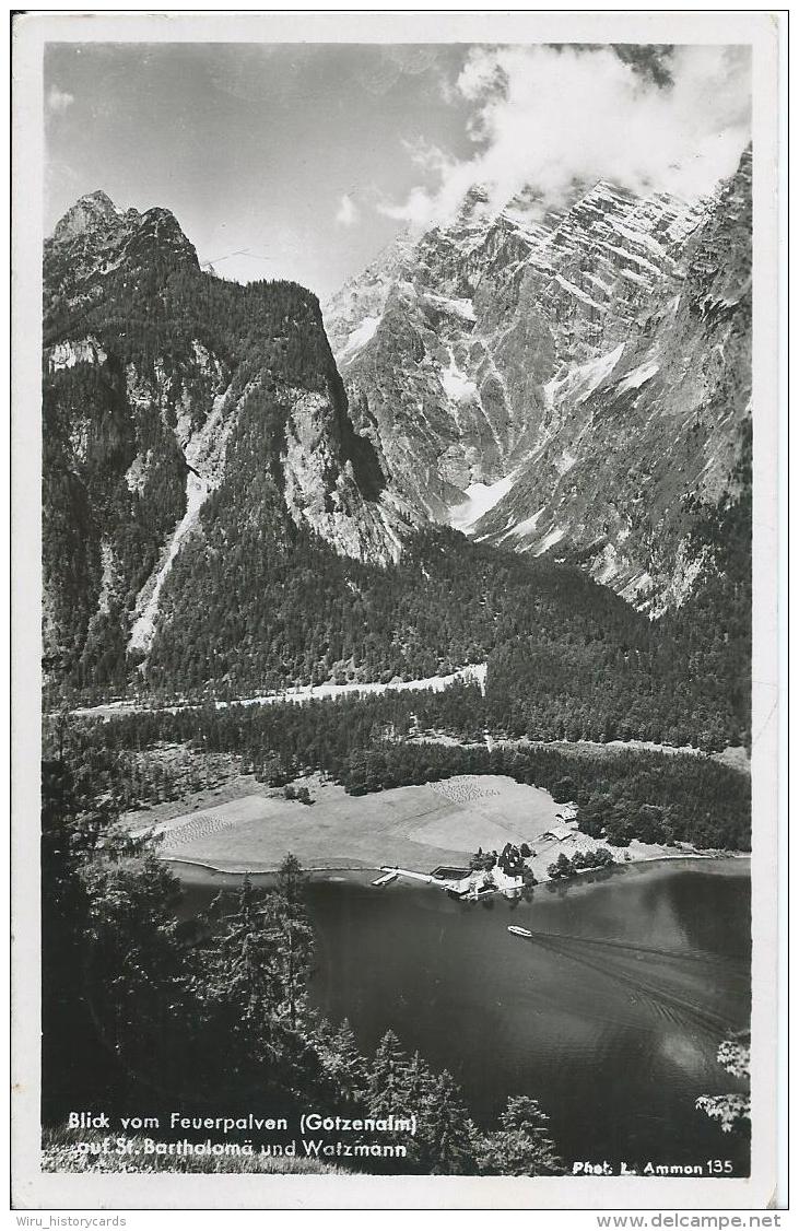 AK 0605  Blick Vom Feuerpalven ( Götzenalm ) Auf St. Bartholomä Und Watzmann Um 1950 - Berchtesgaden