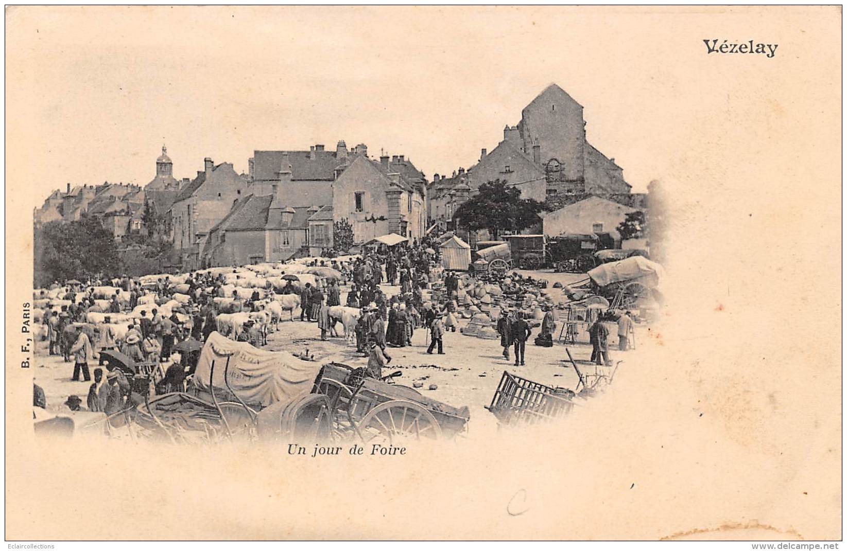 Vezelay       89     Un Jour De Foire. Marché Aux Bestiaux    - Décollée -    (voir Scan) - Vezelay