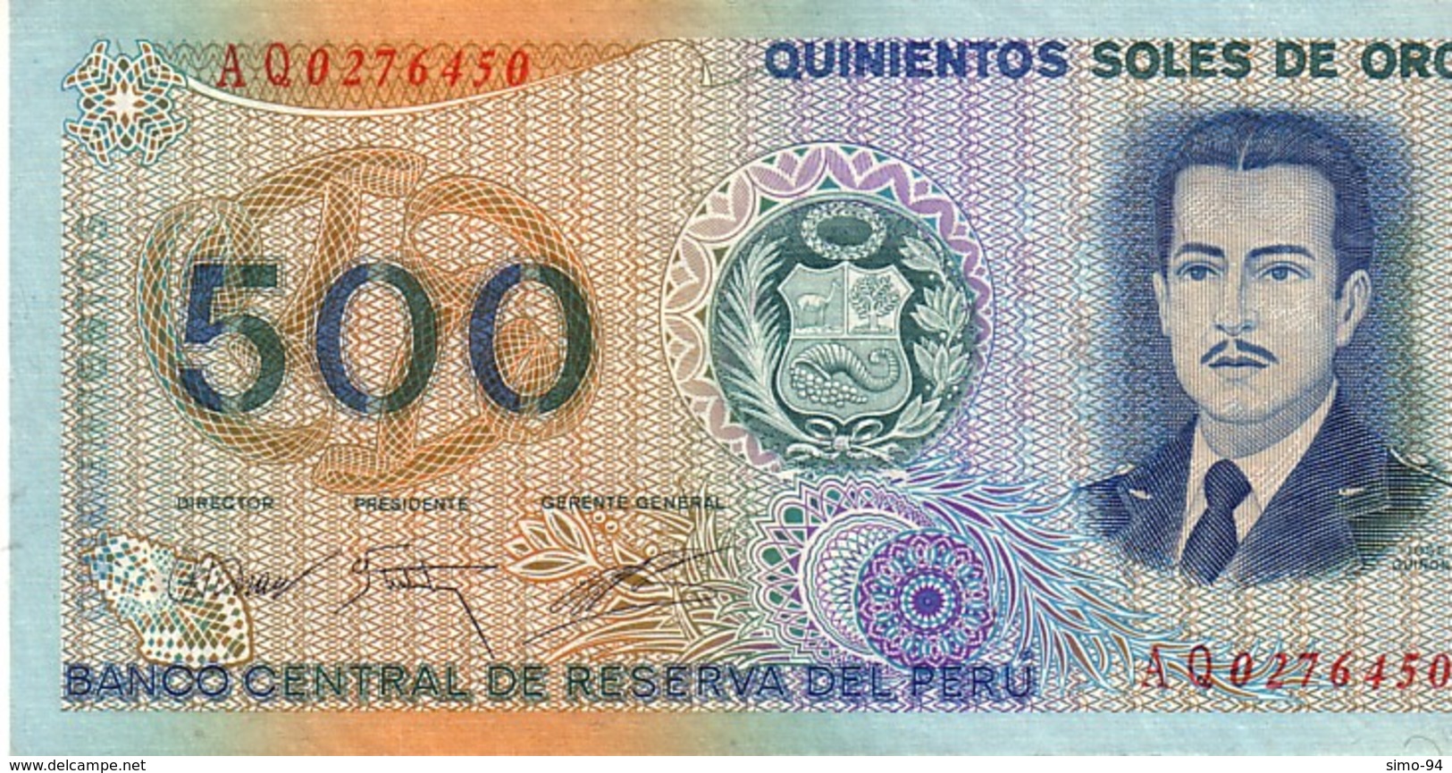 Peru P.115  500 Soles 1976  Au - Perù