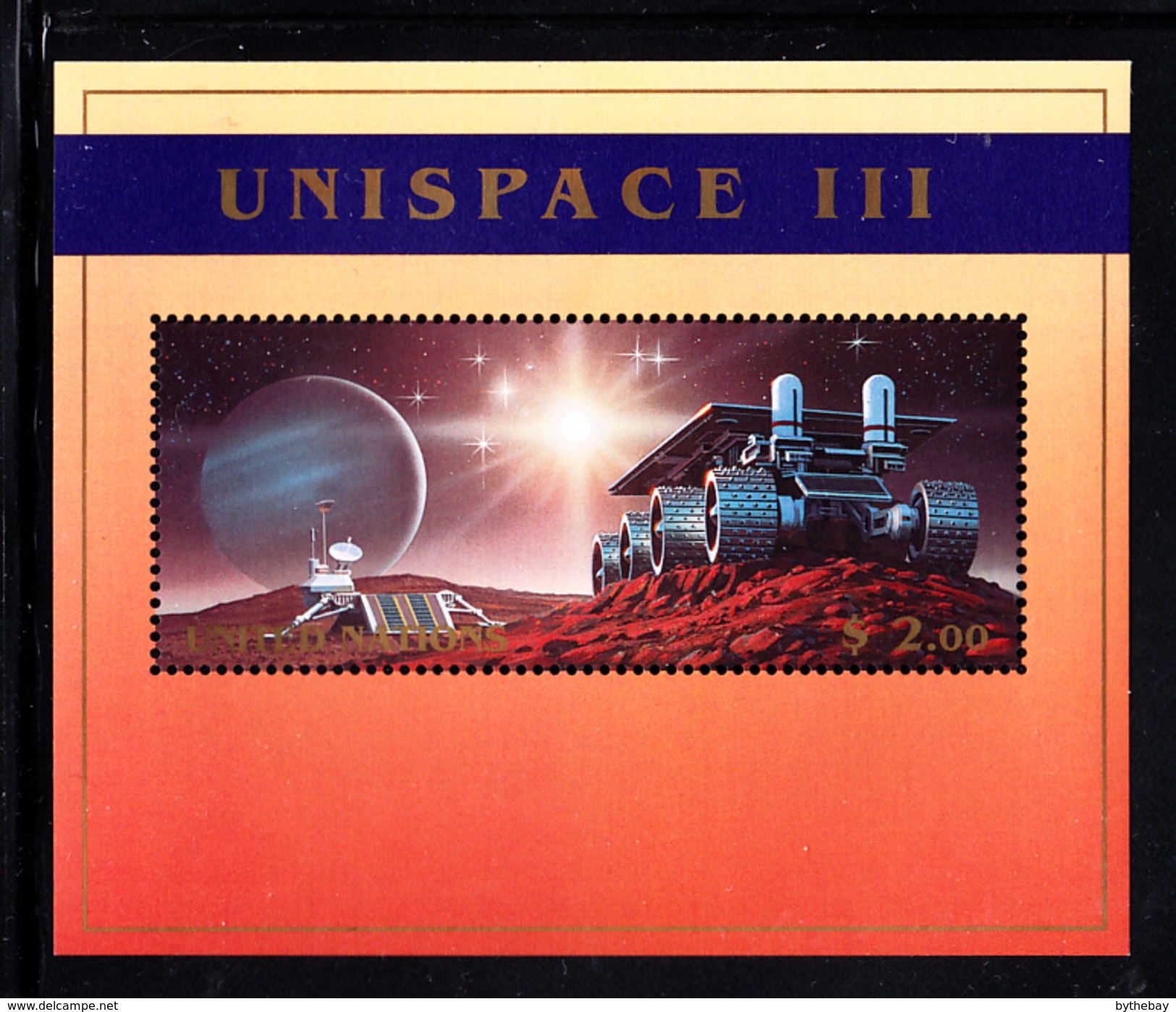 United Nations NY MNH 1999 Scott #763 Souvenir Sheet $2 Probe, Planetary Rover - UNISPACE III - Neufs