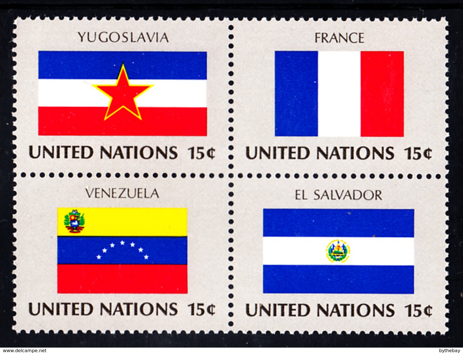 United Nations NY MNH 1980 Scott #336a Block Of 4 15c Flags: Yugoslavia, France, Venezuela, El Salvador - Neufs