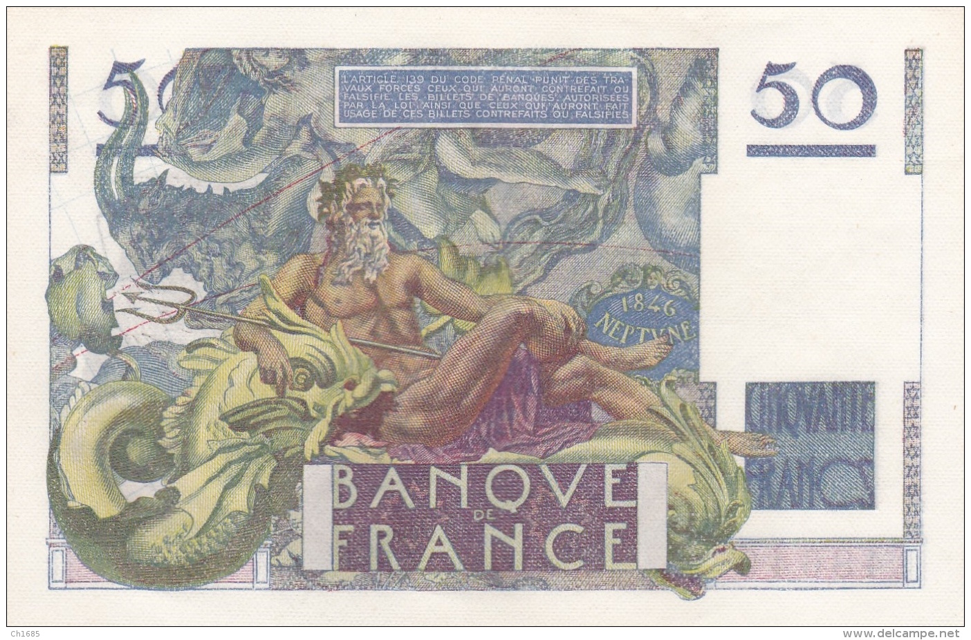 50 Francs Le Verrier Du 02 10 1947  Ref  Fayette  20/09  Splendide - 50 F 1946-1951 ''Le Verrier''