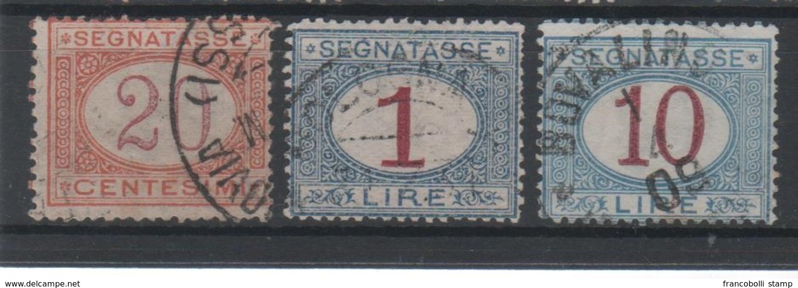 1890-94 Segnatasse  20 C. 1 L. 10 L. Serie Cpl US - Usati