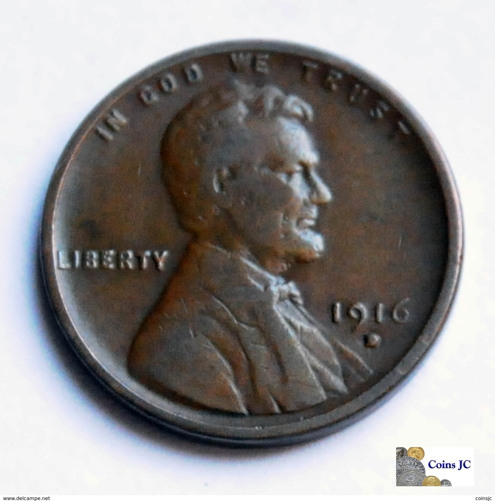 US - 1 Cent - Lincoln - 1916 D - 1909-1958: Lincoln, Wheat Ears Reverse