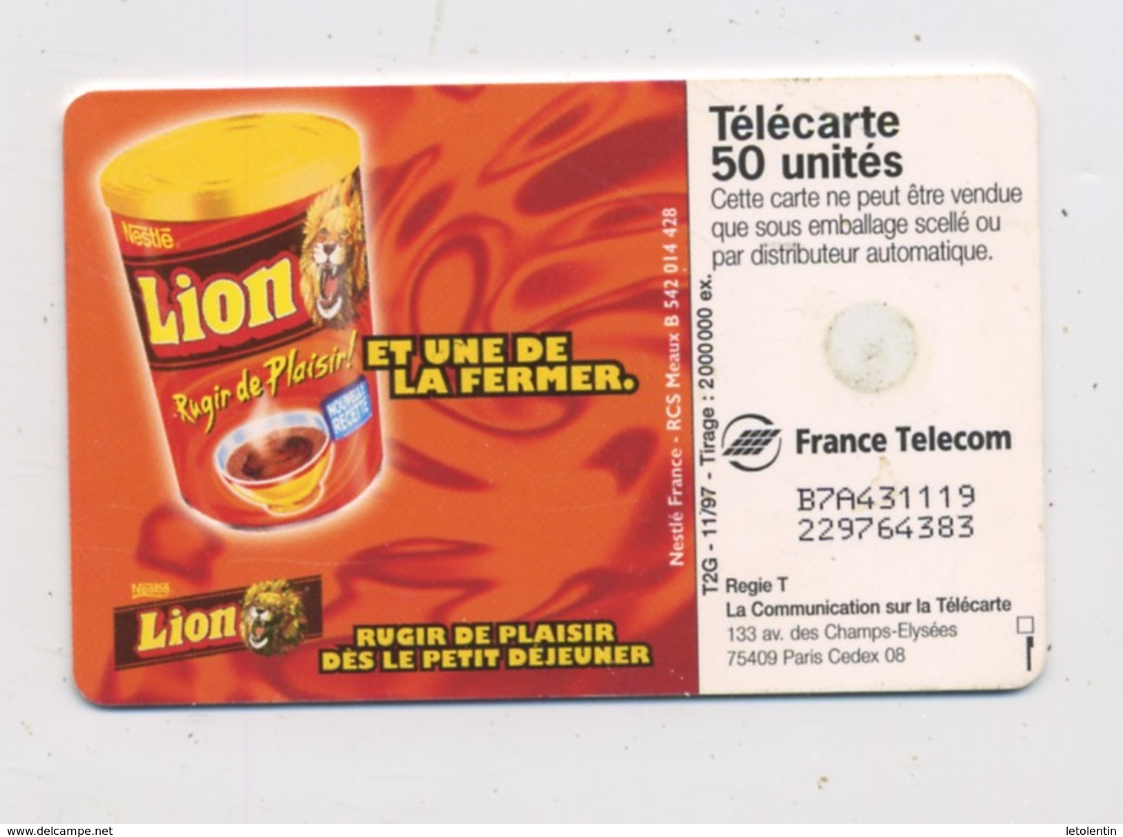 FRANCE -  LION - 50 U - 1997