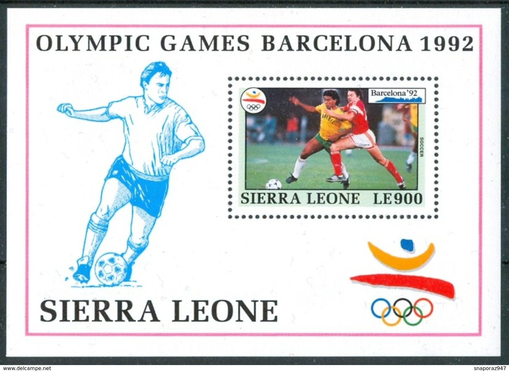 1992 Sierra Leone "Barcellona 92" Olimpiadi Olympic Games Jeux Olympiques Block MNH**  RR81 - Sierra Leone (1961-...)