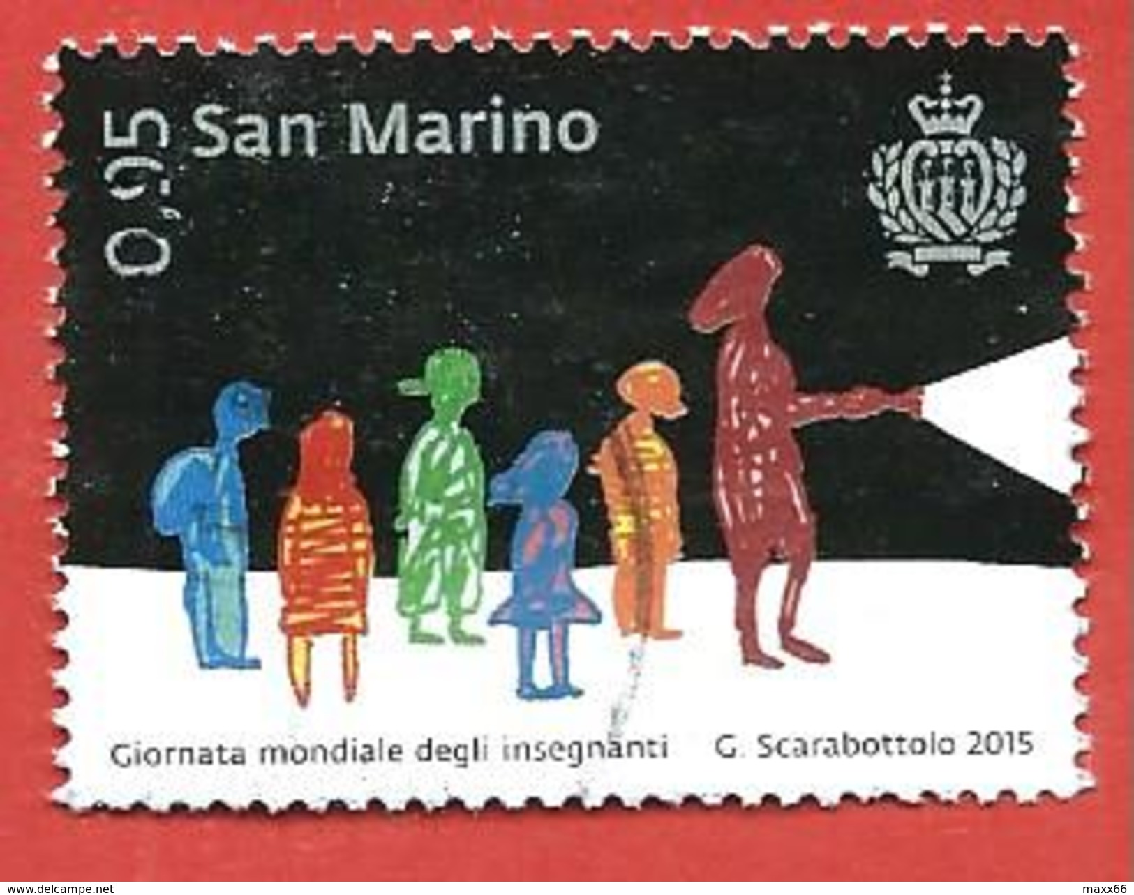 SAN MARINO USATO - 2015 - Giornata Mondiale Degli Insegnanti - Sagome Di Alunni E Insegnante - &euro; 0,95 - S. 2480 - Oblitérés