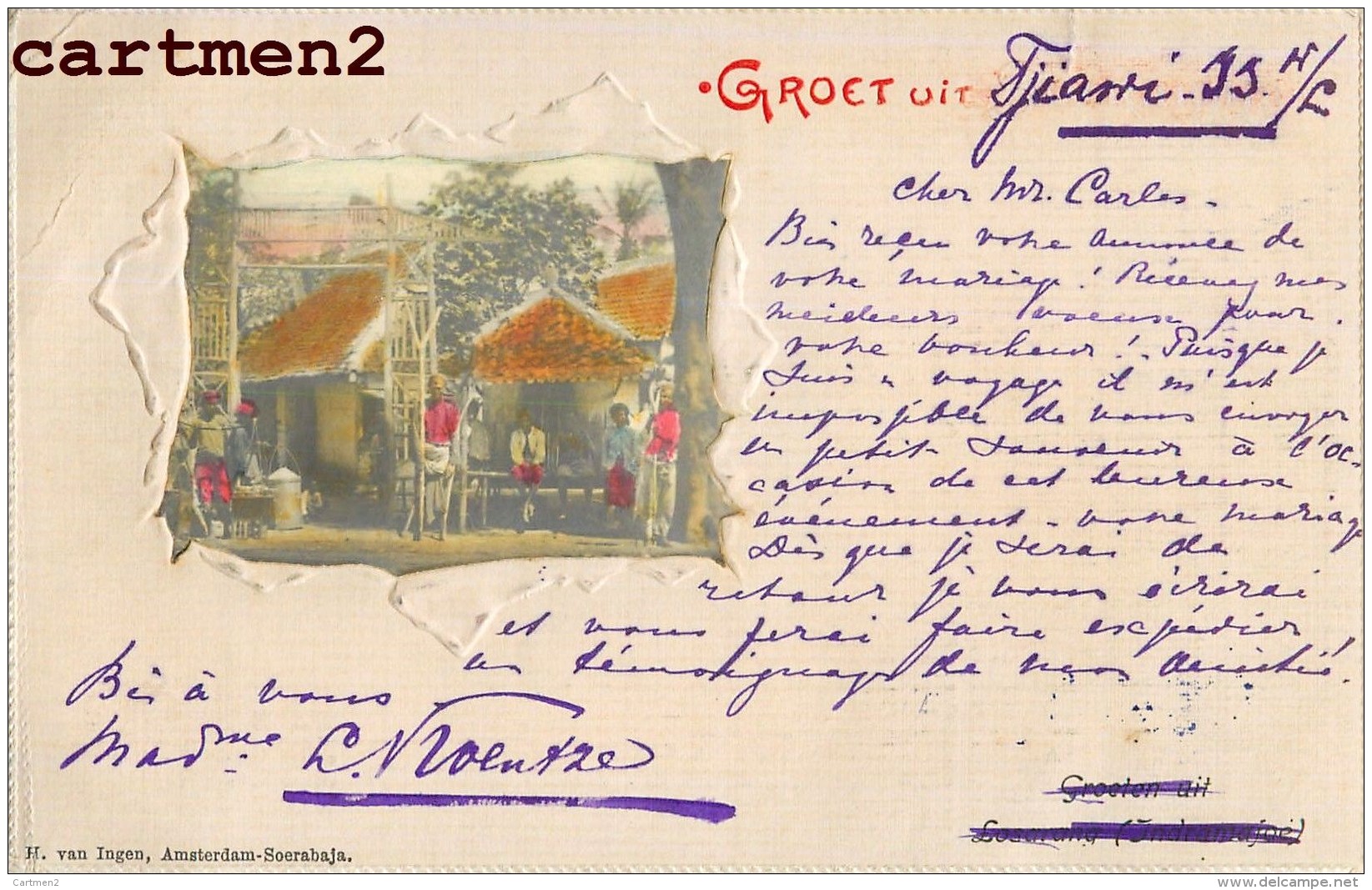 GROET UIT LOSARANG SOERABAIA INDRAMAJOE NEDERLANDSCH INDIE INDONESIE INDONESIA JAVA NEDERLAND 1900 STAMP - Indonesië