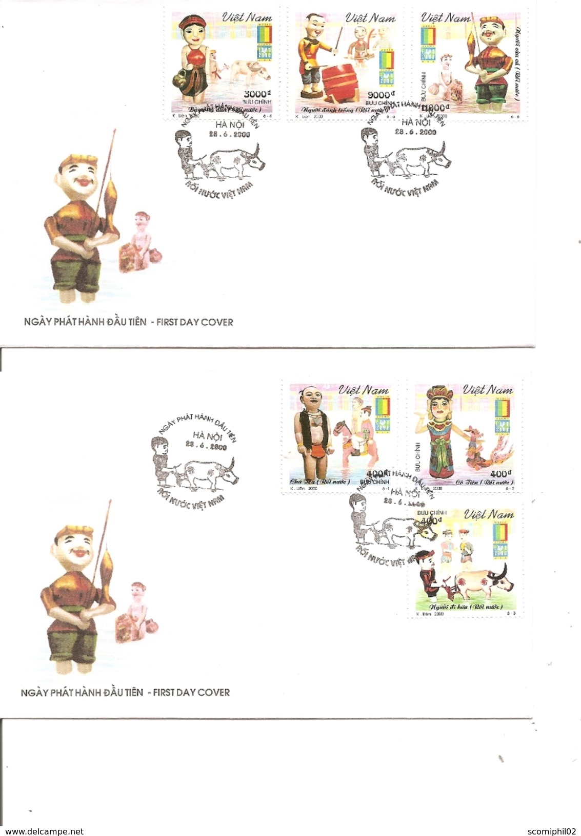 Marionettes ( 2 FDC Du Vietnam De 2000 à Voir) - Marionnettes