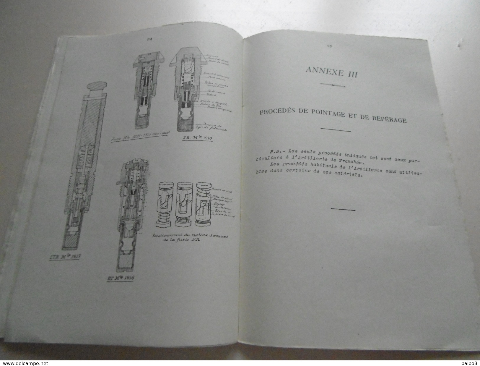 livre manuel Cours d artillerie de tranchée Organisation des materiels edition 1927 Crapouillot tete fusée obus