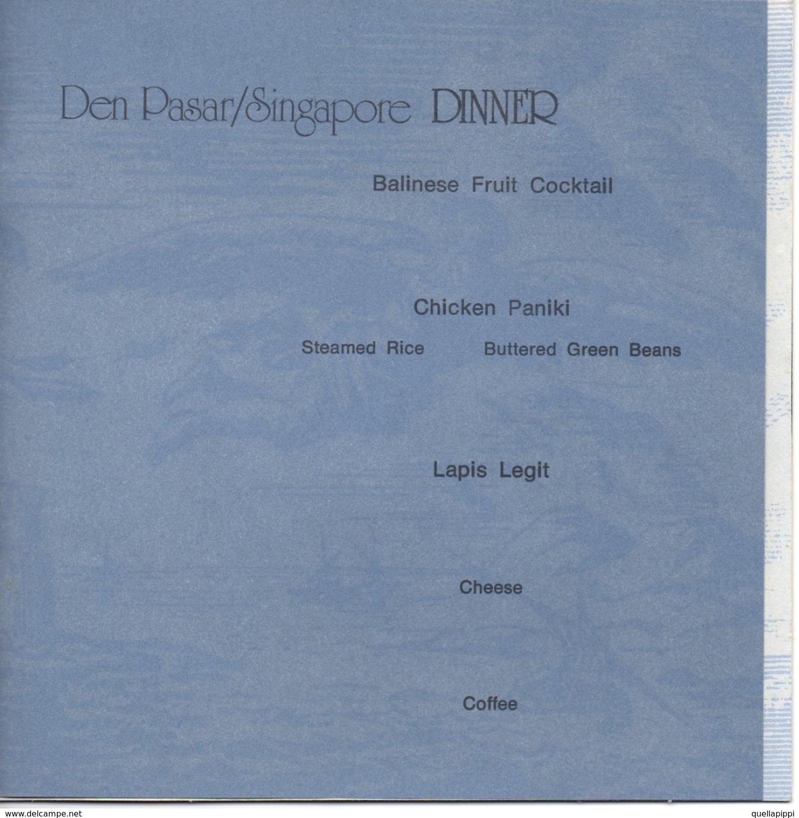 05395 "QANTAS - MENU - SYDNEY/ DEN PASAR / DEN PASAR / SINGAPORE - ANNI '80" ORIG. - Menu