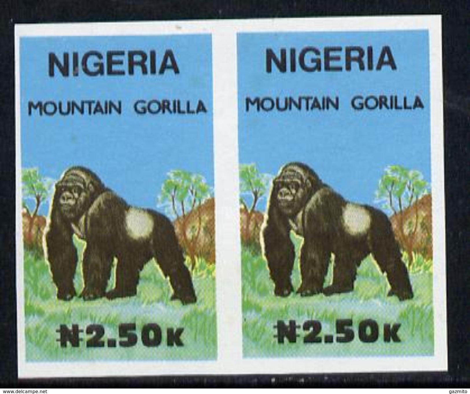 Nigeria 1990, Wildlife - Gorilla N2.50 Unmounted Mint Imperforate Pair - Gorilles