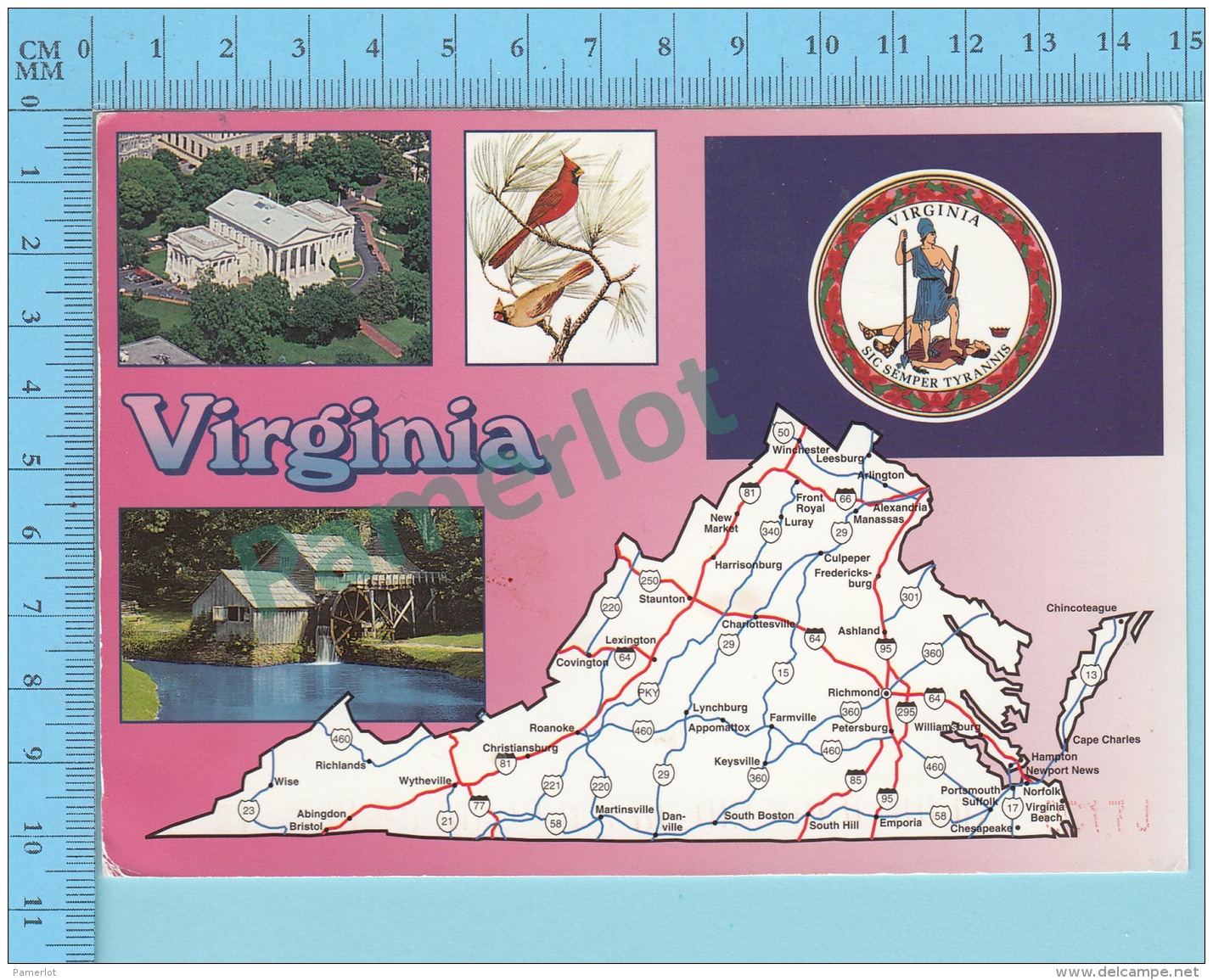 Maps, Cartes Géographiques - Virginia State Map - Multiview Multivues - Used In 2001 + Stamp  - 2 Scans - Cartes Géographiques