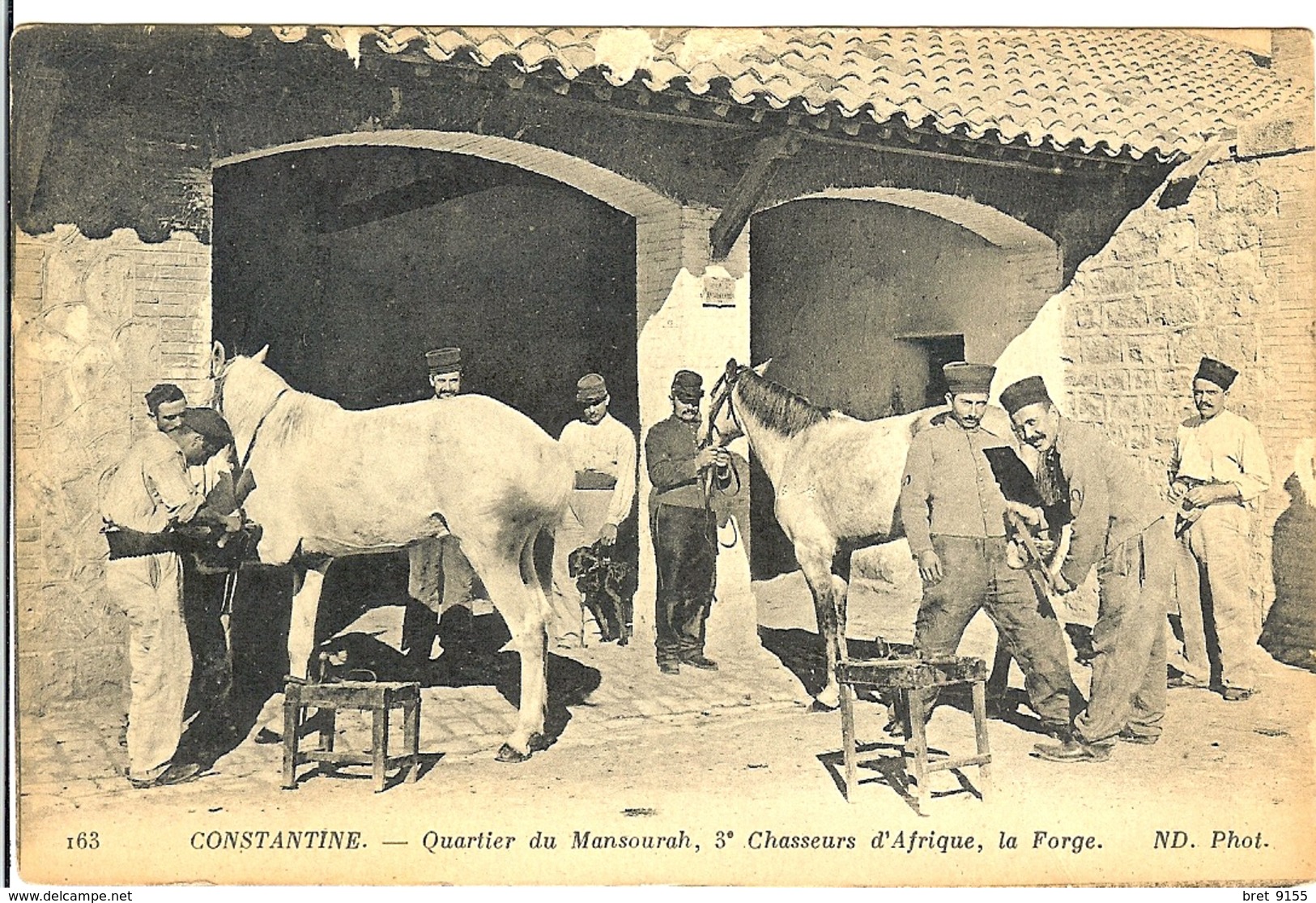 CONSTANTINE QUARTIER DU MANSOURAH 3 è CHASSEURS D AFRIQUE LA FORGE FERRAGE DES CHEVAUX SUPERBE CARTE - Constantine