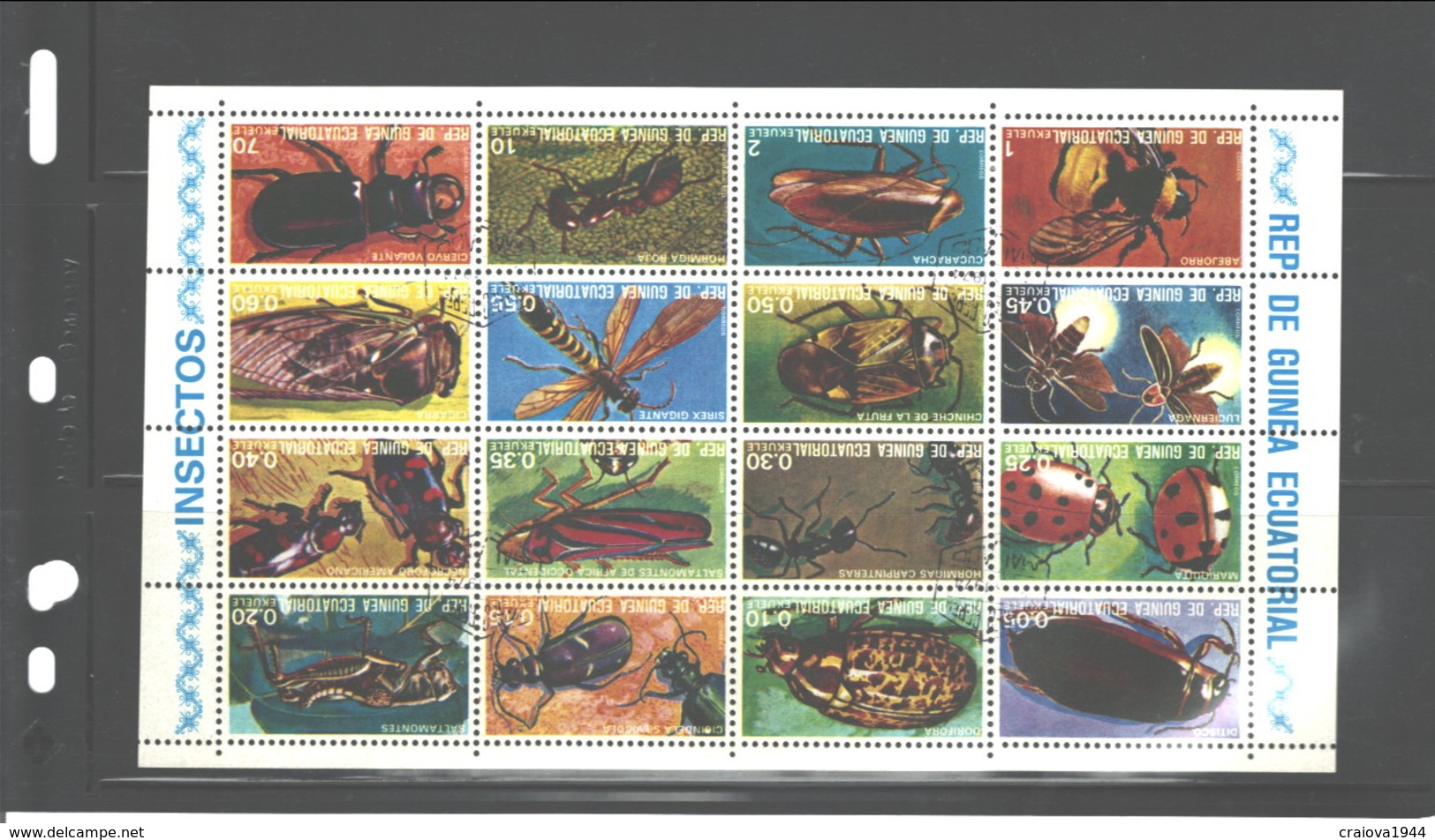 EQUATORIAL GUINEA, 1974, #74252 - 74267  "INSECTS" CTO FREE SHIPPING - Guinée Equatoriale