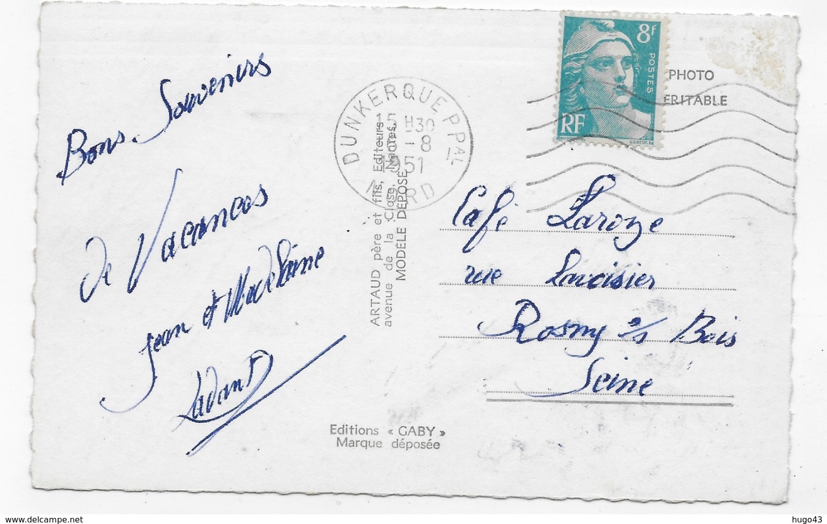 (RECTO / VERSO) DUNKERQUE EN 1951 - MULTIVUES - FORMAT CPA VOYAGEE - Dunkerque