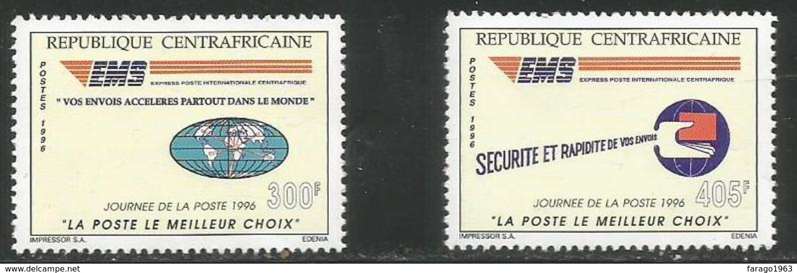 1996 Centrafricaine Central African Republic International Express Mail EMS  Complete Set Of 2 MNH - República Centroafricana