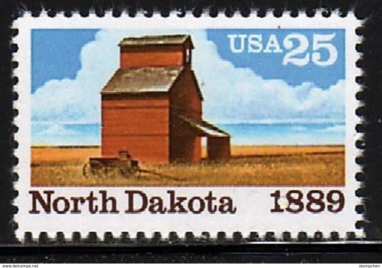 USA 1989  North Dakota Statehood Centennial Stamp #2403 Farm Landscape History - Agriculture