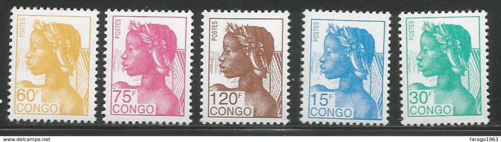 1991 Congo Definitives Hair Styles   Complete Set Of 5 MNH - Ungebraucht