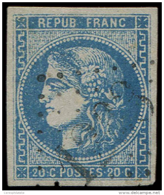 46Ad 20c. Bleu OUTREMER, T III, R I, Obl. GC, Belle Nuance Caract&eacute;ristique, TB - Other & Unclassified