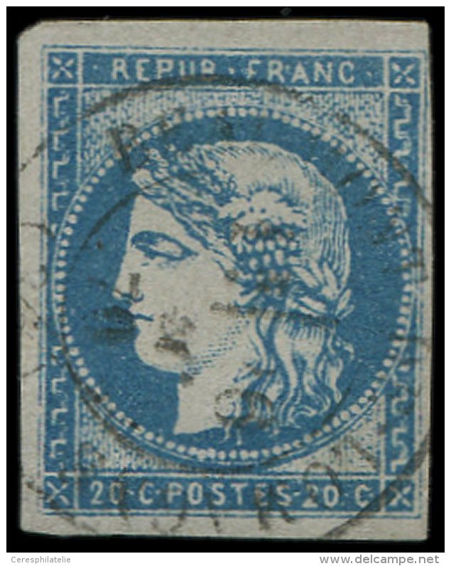 44A  20c. Bleu, T I, R I, Obl. C&agrave;d, TB - Sonstige & Ohne Zuordnung