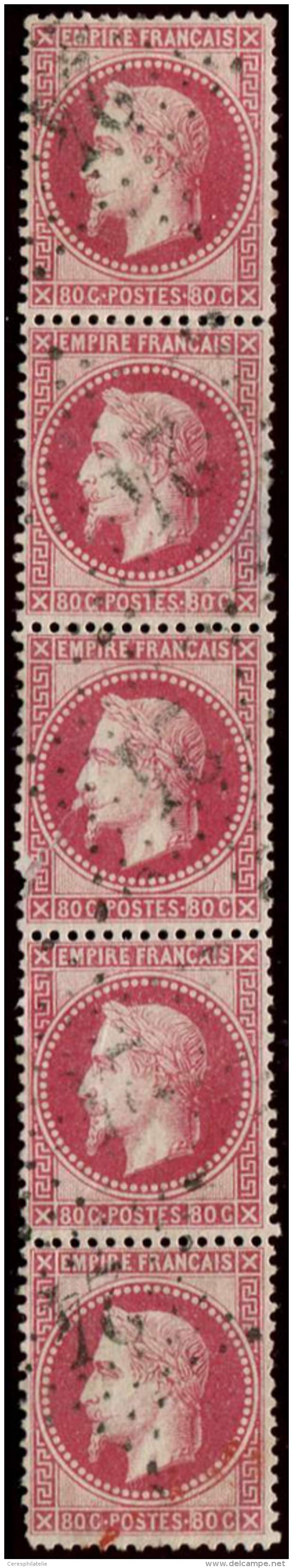 32   80c. Rose, BANDE Verticale De 5, Obl. Etoile 24, TB - Other & Unclassified