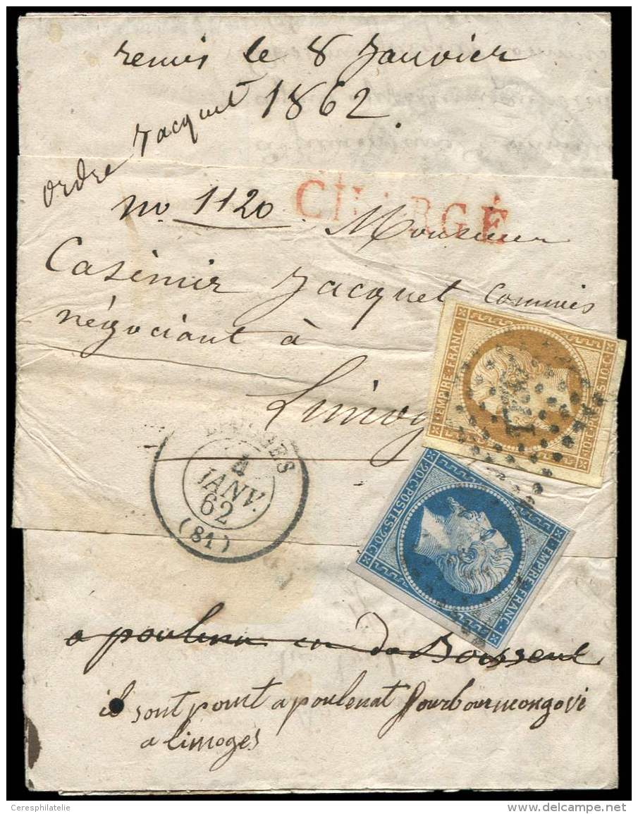 13B  10c. Brun Clair, T II + N&deg;14B 20c. Bleu T II, Obl. PC 1730 S. Bande CHARGE Avec Correspondance, C&agrave;d T15 - Sonstige & Ohne Zuordnung