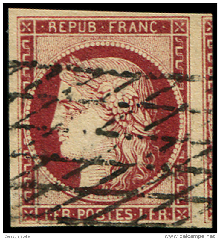 6b    1f. Carmin Fonc&eacute;, Obl. GRILLE SANS FIN, TTB. Br - Other & Unclassified