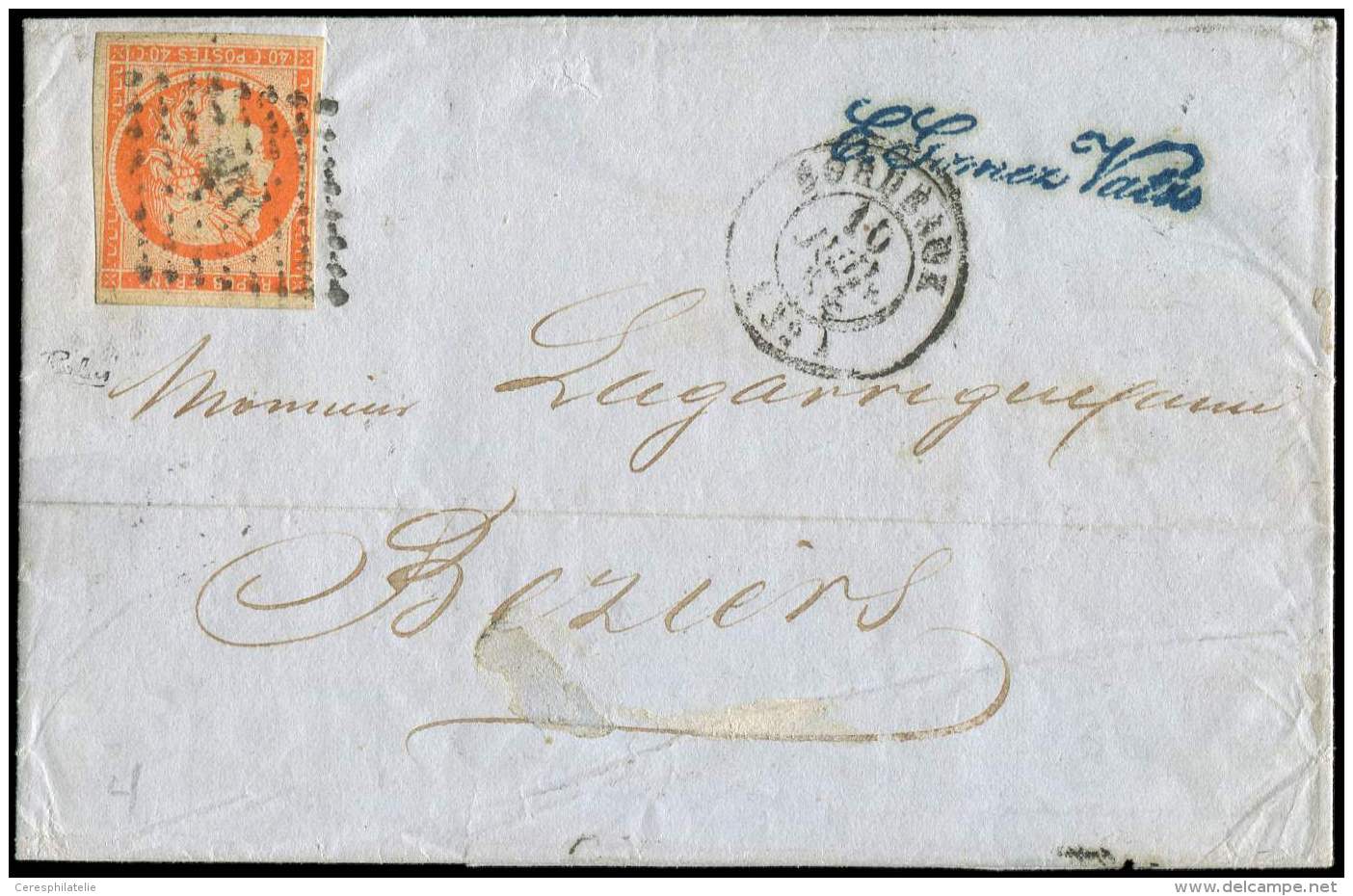 5    40c. Orange, Obl. PC 441 S. LAC, C&agrave;d T15 BORDEAUX 10/7/54, R Tarif Apr&egrave;s Le 1/7/54, TB. C - Other & Unclassified