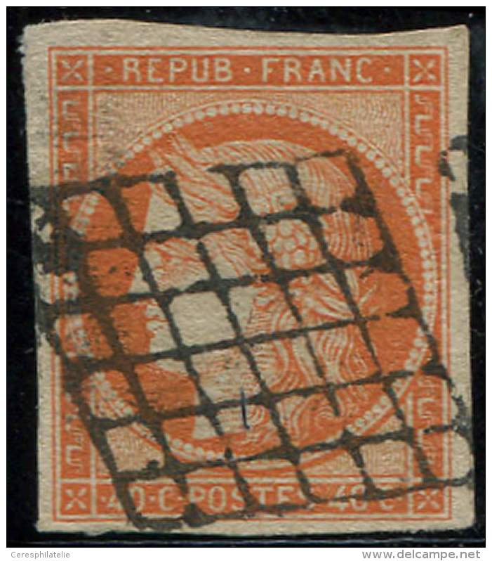 5    40c. Orange, Oblit&eacute;r&eacute; GRILLE, TB - Other & Unclassified