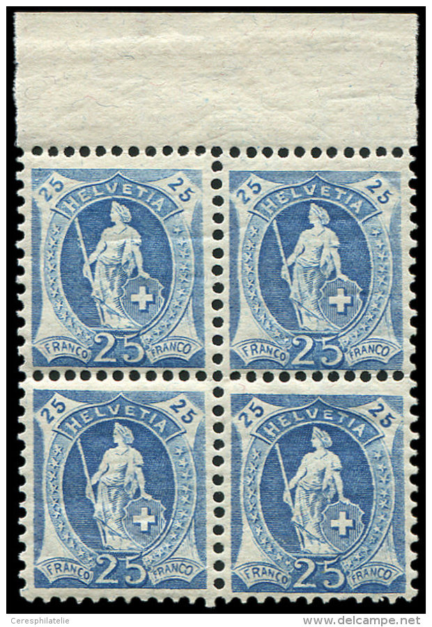 SUISSE 107 : 25c. Bleu, BLOC De 4 Bdf, TB - Other & Unclassified