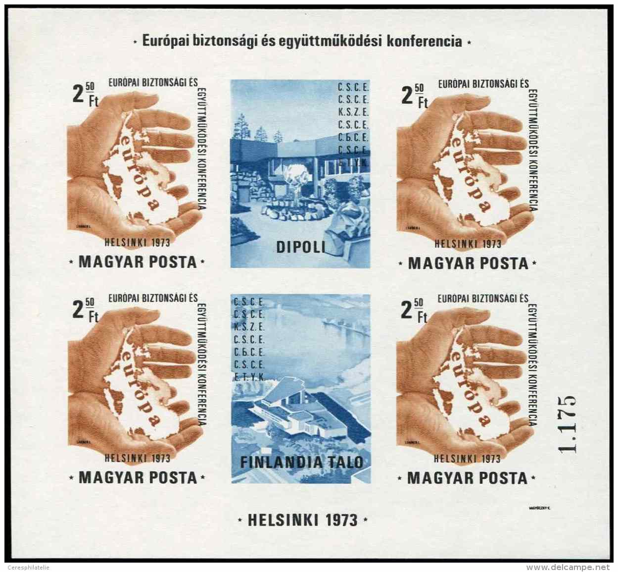 HONGRIE BF 105 : Helsinki 1973, NON DENTELE, TB - Sonstige & Ohne Zuordnung